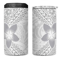 Lotu Tamaiti White Sunday 4 in 1 Can Cooler Tumbler Pacific Plumeria Flowers - White Version LT9 One Size: 16 oz White - Polynesian Pride
