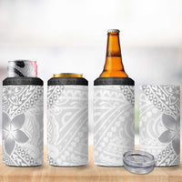 Lotu Tamaiti White Sunday 4 in 1 Can Cooler Tumbler Pacific Plumeria Flowers - White Version LT9 - Polynesian Pride