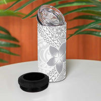 Lotu Tamaiti White Sunday 4 in 1 Can Cooler Tumbler Pacific Plumeria Flowers - White Version LT9 - Polynesian Pride