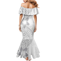 Lotu Tamaiti White Sunday Family Matching Mermaid Dress and Hawaiian Shirt Pacific Plumeria Flowers - White Version LT9 - Polynesian Pride