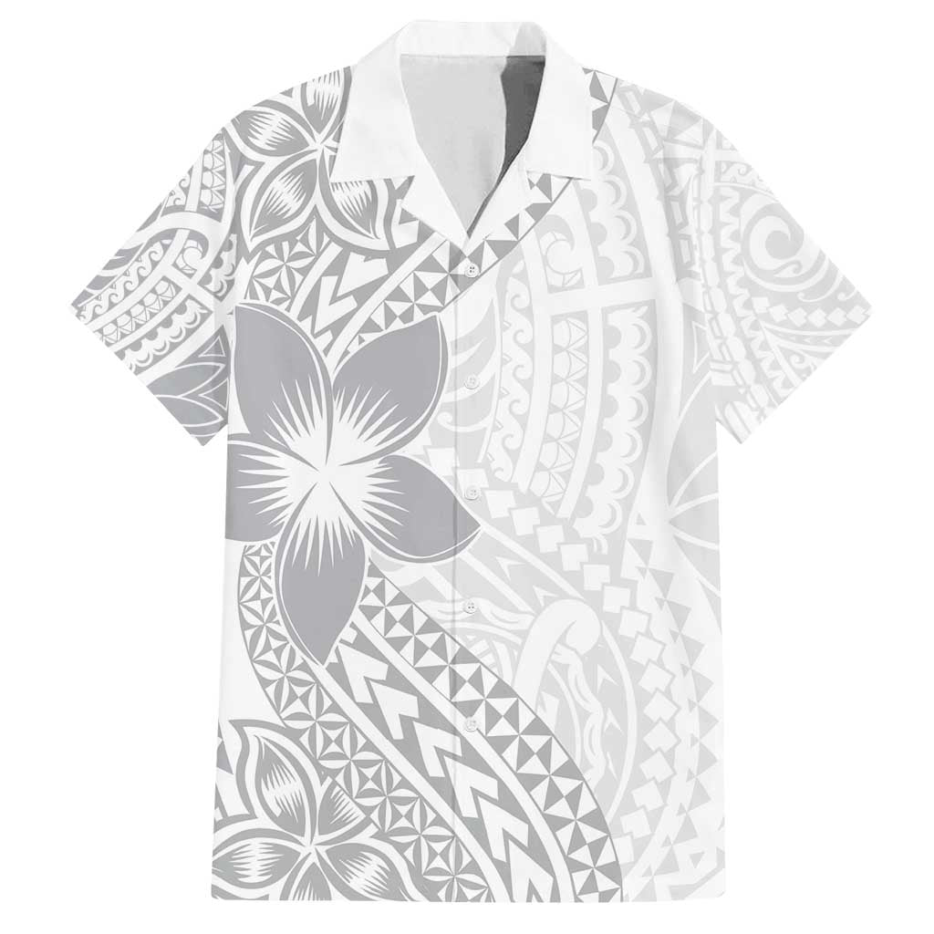 Lotu Tamaiti White Sunday Family Matching Off Shoulder Maxi Dress and Hawaiian Shirt Pacific Plumeria Flowers - White Version LT9 Dad's Shirt - Short Sleeve White - Polynesian Pride