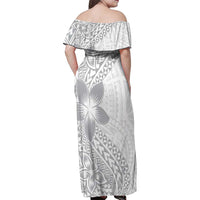 Lotu Tamaiti White Sunday Family Matching Off Shoulder Maxi Dress and Hawaiian Shirt Pacific Plumeria Flowers - White Version LT9 - Polynesian Pride