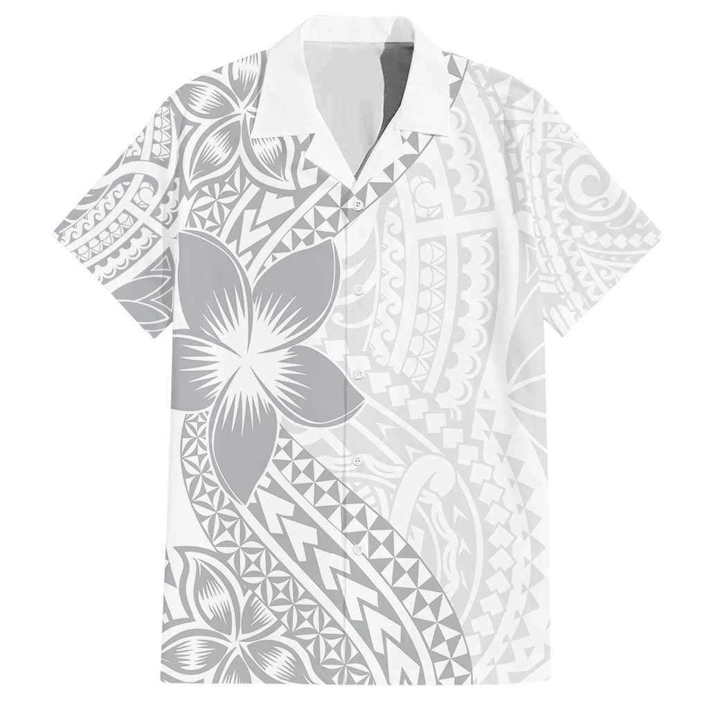 Lotu Tamaiti White Sunday Family Matching Short Sleeve Bodycon Dress and Hawaiian Shirt Pacific Plumeria Flowers - White Version LT9 Dad's Shirt - Short Sleeve White - Polynesian Pride
