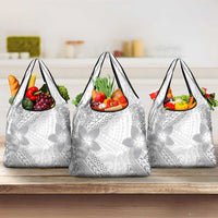 Lotu Tamaiti White Sunday Grocery Bag Pacific Plumeria Flowers - White Version