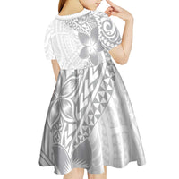 Lotu Tamaiti White Sunday Kid Short Sleeve Dress Pacific Plumeria Flowers - White Version LT9 - Polynesian Pride