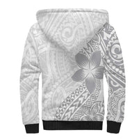 Lotu Tamaiti White Sunday Sherpa Hoodie Pacific Plumeria Flowers - White Version LT9 - Polynesian Pride