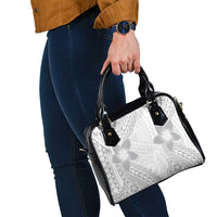 Lotu Tamaiti White Sunday Shoulder Handbag Pacific Plumeria Flowers - White Version LT9 - Polynesian Pride