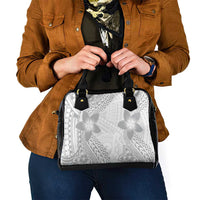 Lotu Tamaiti White Sunday Shoulder Handbag Pacific Plumeria Flowers - White Version LT9 - Polynesian Pride