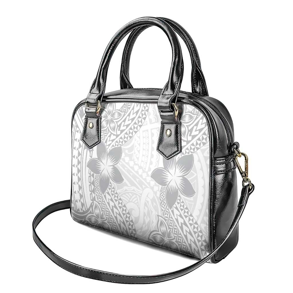 Lotu Tamaiti White Sunday Shoulder Handbag Pacific Plumeria Flowers - White Version LT9 - Polynesian Pride