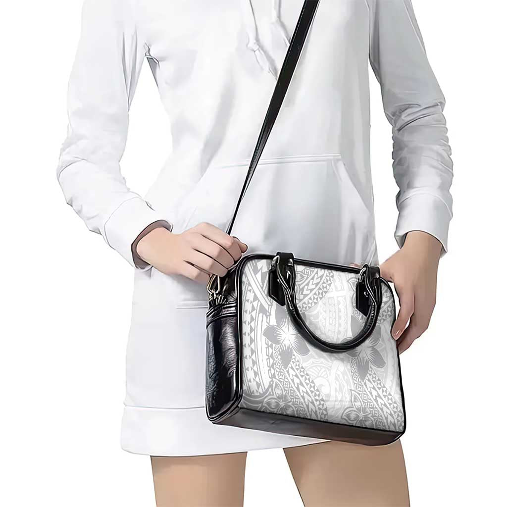 Lotu Tamaiti White Sunday Shoulder Handbag Pacific Plumeria Flowers - White Version LT9 - Polynesian Pride
