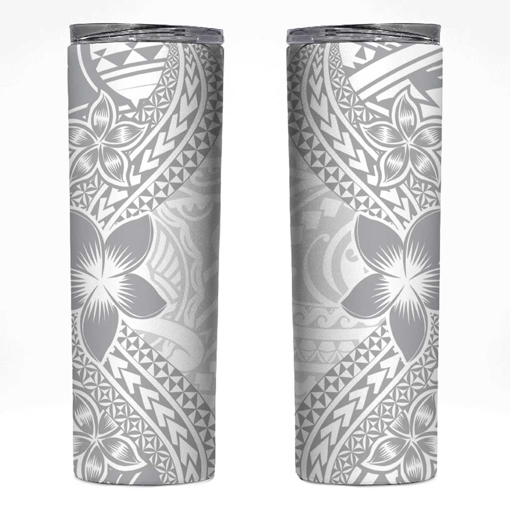 Lotu Tamaiti White Sunday Skinny Tumbler Pacific Plumeria Flowers - White Version LT9 White - Polynesian Pride