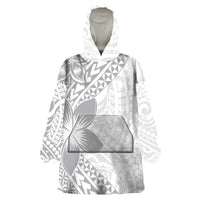 Lotu Tamaiti White Sunday Wearable Blanket Hoodie Pacific Plumeria Flowers - White Version LT9 One Size White - Polynesian Pride
