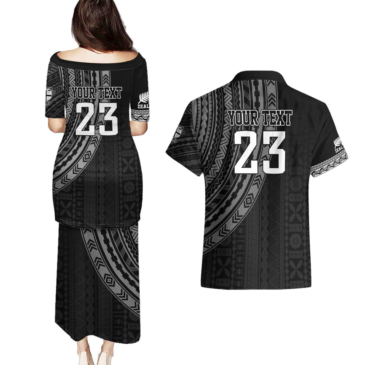 Custom Fiji New Zealand Rugby Couples Matching Puletasi and Hawaiian Shirt Make History Together LT9 - Polynesian Pride