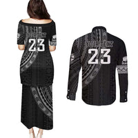 Custom Fiji New Zealand Rugby Couples Matching Puletasi and Long Sleeve Button Shirt Make History Together LT9 - Polynesian Pride