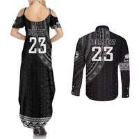 Custom Fiji New Zealand Rugby Couples Matching Summer Maxi Dress and Long Sleeve Button Shirt Make History Together LT9 - Polynesian Pride