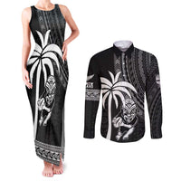 Custom Fiji New Zealand Rugby Couples Matching Tank Maxi Dress and Long Sleeve Button Shirt Make History Together LT9 Black - Polynesian Pride