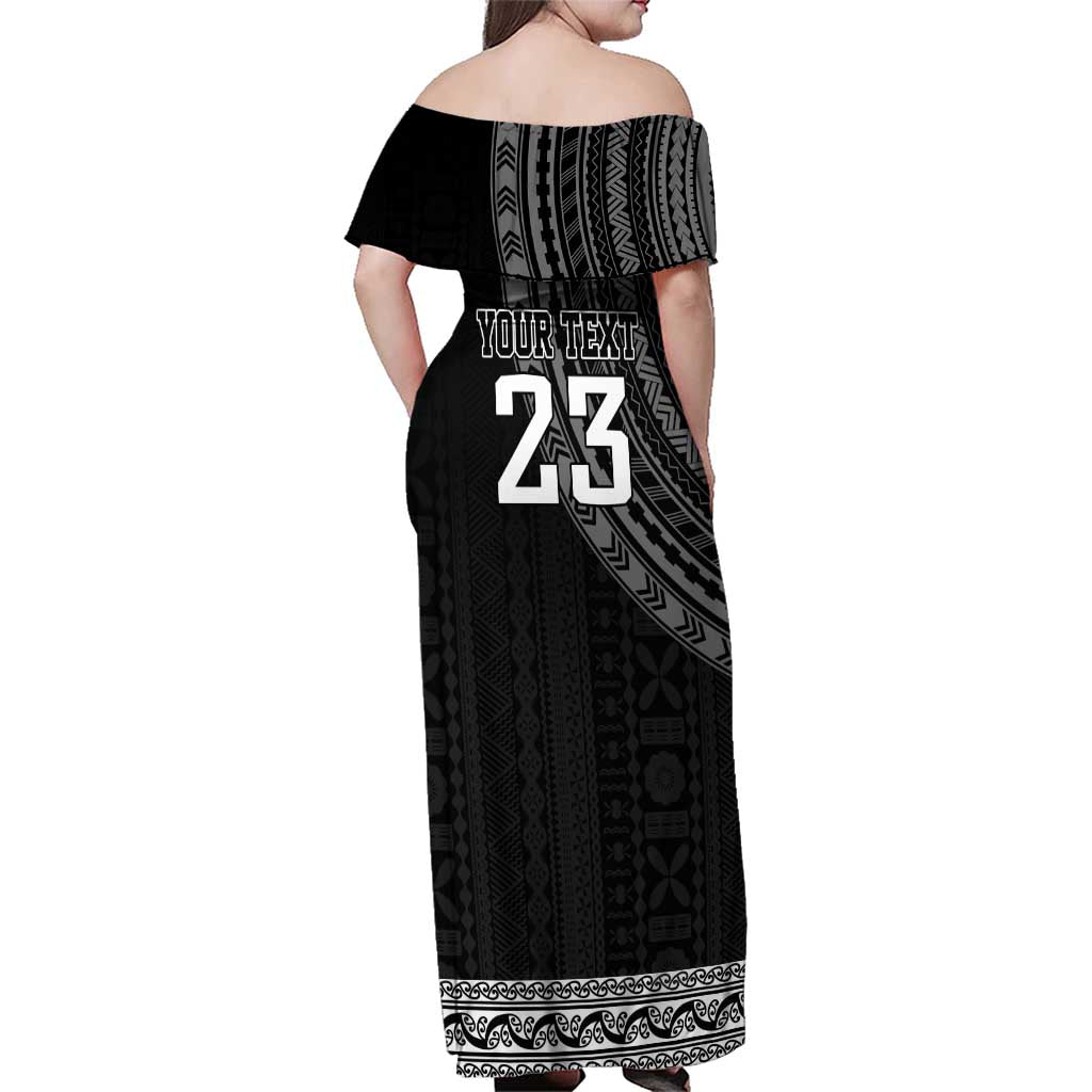 Custom Fiji New Zealand Rugby Family Matching Off Shoulder Maxi Dress and Hawaiian Shirt Make History Together LT9 - Polynesian Pride