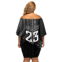 Custom Fiji New Zealand Rugby Family Matching Off Shoulder Short Dress and Hawaiian Shirt Make History Together LT9 - Polynesian Pride