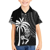 Custom Fiji New Zealand Rugby Family Matching Off Shoulder Short Dress and Hawaiian Shirt Make History Together LT9 Son's Shirt Black - Polynesian Pride