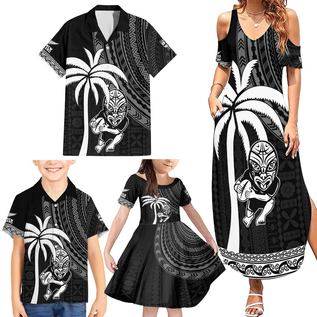 Custom Fiji New Zealand Rugby Family Matching Summer Maxi Dress and Hawaiian Shirt Make History Together LT9 - Polynesian Pride