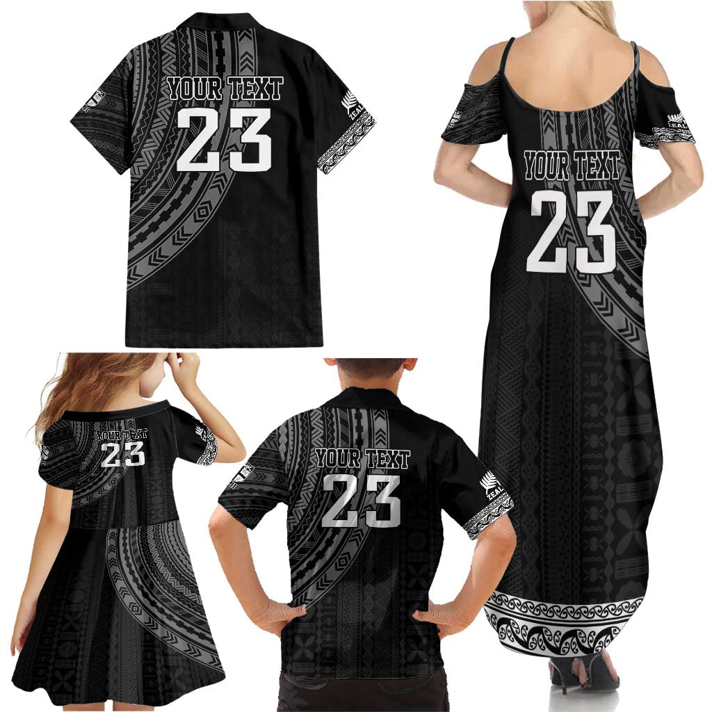 Custom Fiji New Zealand Rugby Family Matching Summer Maxi Dress and Hawaiian Shirt Make History Together LT9 - Polynesian Pride