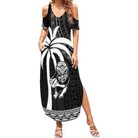 Custom Fiji New Zealand Rugby Family Matching Summer Maxi Dress and Hawaiian Shirt Make History Together LT9 Mom's Dress Black - Polynesian Pride