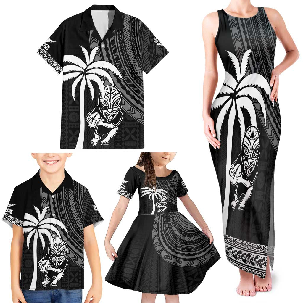Custom Fiji New Zealand Rugby Family Matching Tank Maxi Dress and Hawaiian Shirt Make History Together LT9 - Polynesian Pride