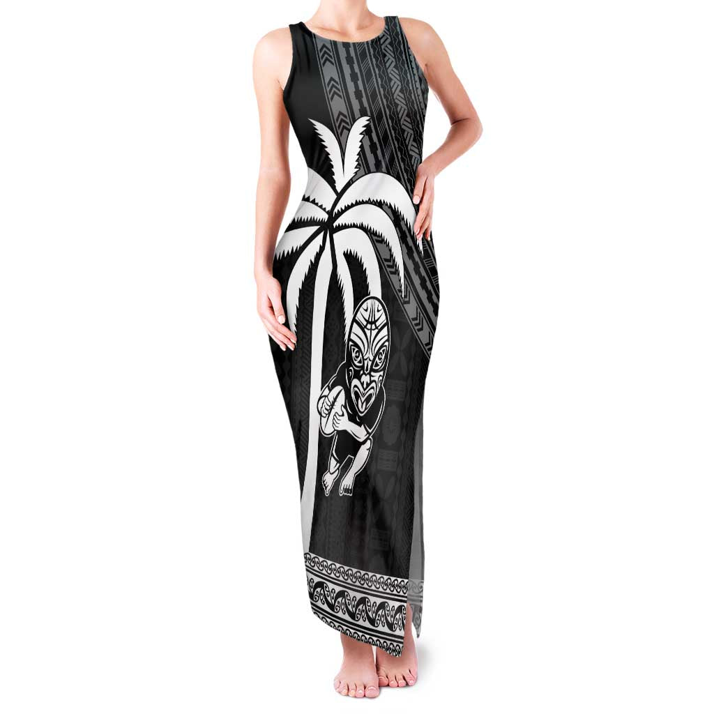 Custom Fiji New Zealand Rugby Family Matching Tank Maxi Dress and Hawaiian Shirt Make History Together LT9 Mom's Dress Black - Polynesian Pride