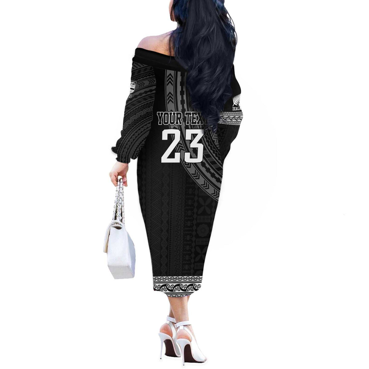 Custom Fiji New Zealand Rugby Off The Shoulder Long Sleeve Dress Make History Together LT9 - Polynesian Pride
