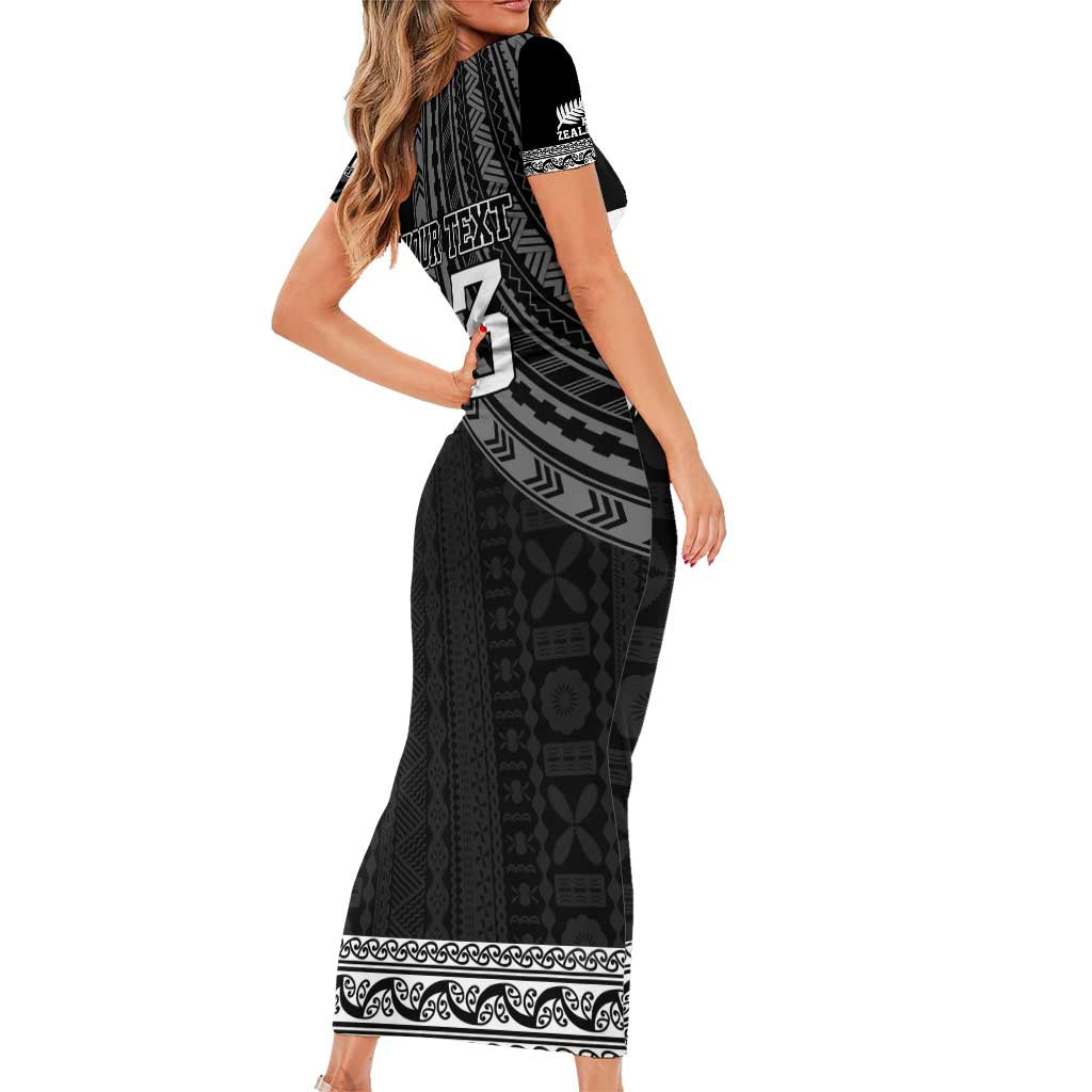 Custom Fiji New Zealand Rugby Short Sleeve Bodycon Dress Make History Together LT9 - Polynesian Pride