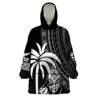 Custom Fiji New Zealand Rugby Wearable Blanket Hoodie Make History Together LT9 One Size Black - Polynesian Pride