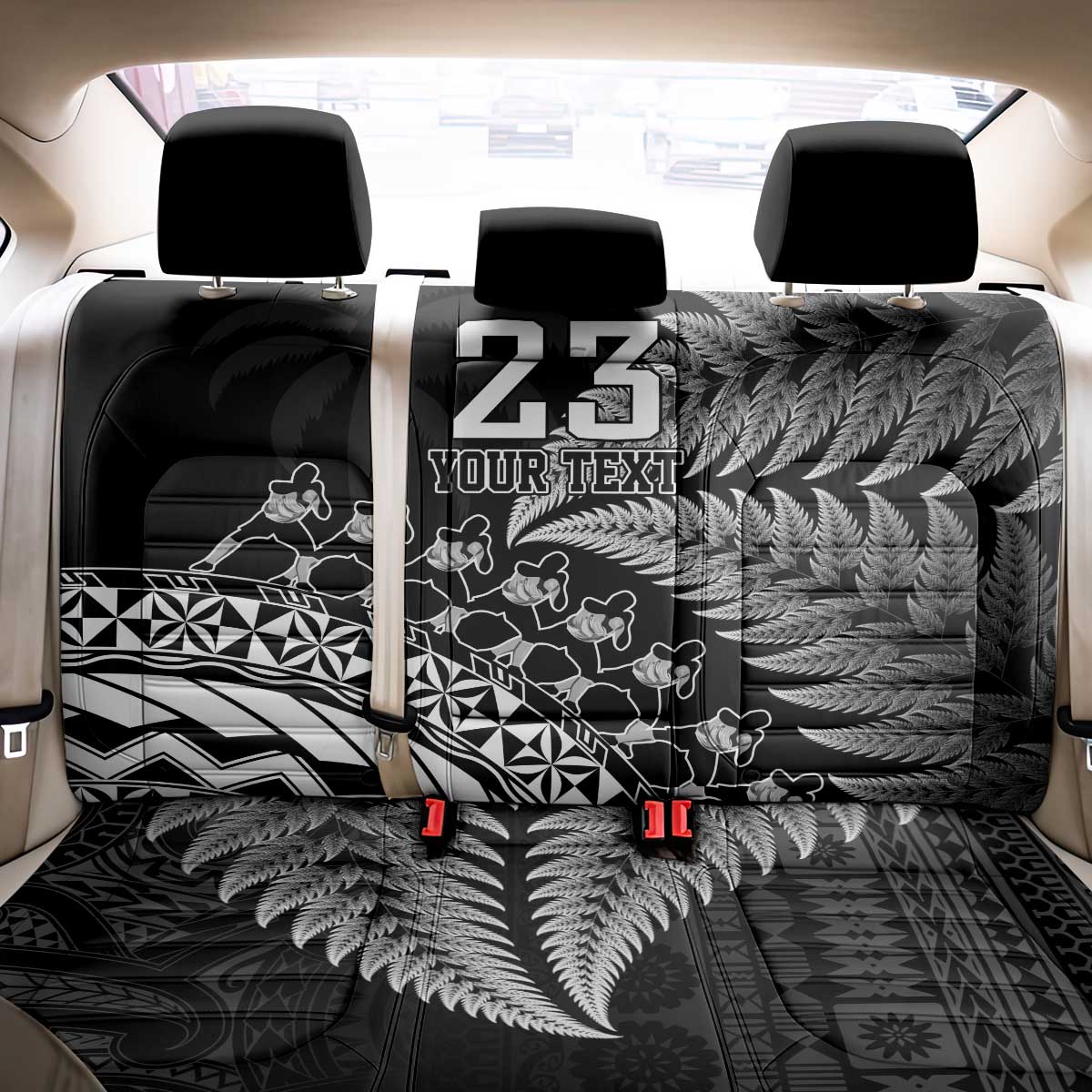 Custom Fiji New Zealand Rugby Back Car Seat Cover Cibi Dance with Black Fern LT9 - Polynesian Pride