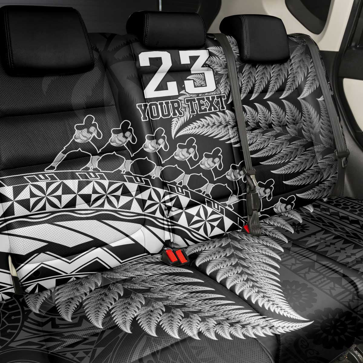 Custom Fiji New Zealand Rugby Back Car Seat Cover Cibi Dance with Black Fern LT9 - Polynesian Pride