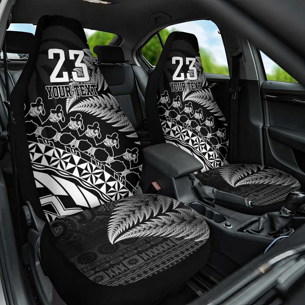 Custom Fiji New Zealand Rugby Car Seat Cover Cibi Dance with Black Fern LT9 One Size Black - Polynesian Pride