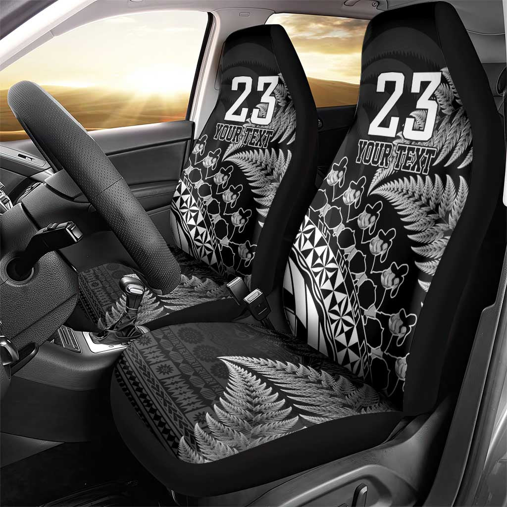 Custom Fiji New Zealand Rugby Car Seat Cover Cibi Dance with Black Fern LT9 - Polynesian Pride