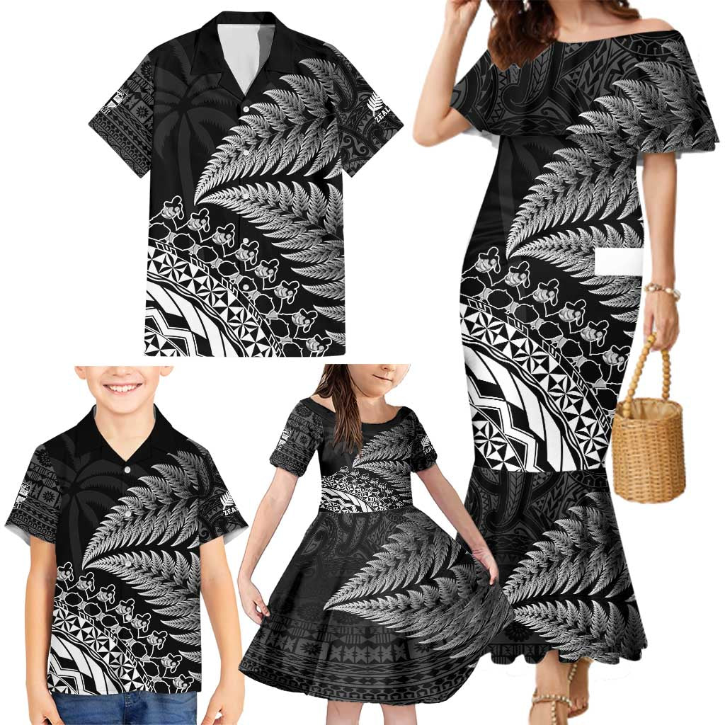 Custom Fiji New Zealand Rugby Family Matching Mermaid Dress and Hawaiian Shirt Cibi Dance with Black Fern LT9 - Polynesian Pride