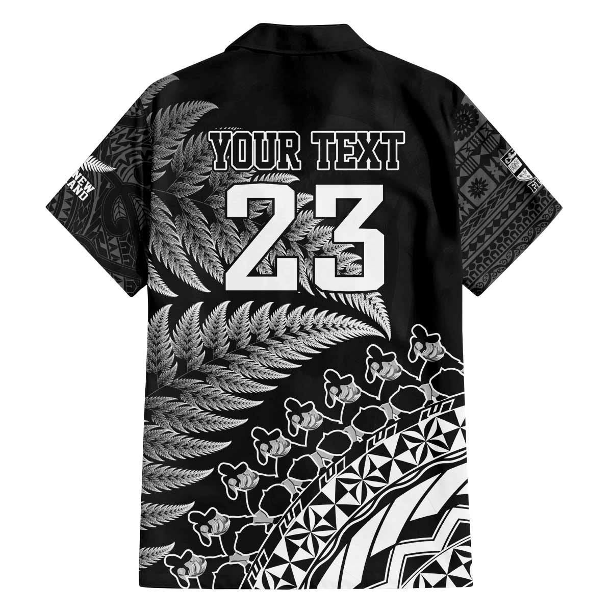 Custom Fiji New Zealand Rugby Family Matching Off Shoulder Short Dress and Hawaiian Shirt Cibi Dance with Black Fern LT9 - Polynesian Pride