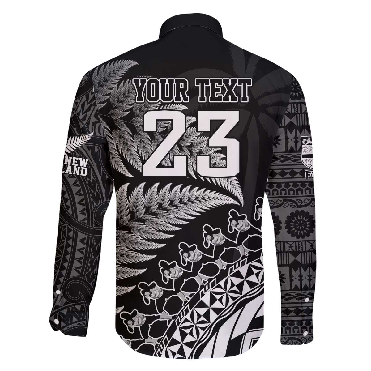 Custom Fiji New Zealand Rugby Family Matching Off Shoulder Short Dress and Hawaiian Shirt Cibi Dance with Black Fern LT9 - Polynesian Pride