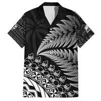 Custom Fiji New Zealand Rugby Family Matching Puletasi and Hawaiian Shirt Cibi Dance with Black Fern LT9 Dad's Shirt - Short Sleeve Black - Polynesian Pride