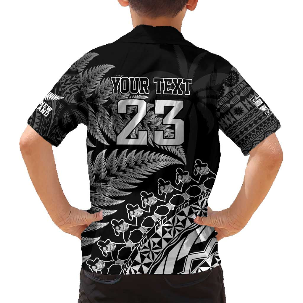Custom Fiji New Zealand Rugby Family Matching Summer Maxi Dress and Hawaiian Shirt Cibi Dance with Black Fern LT9 - Polynesian Pride