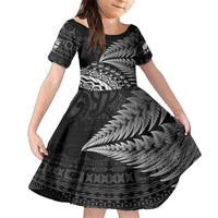 Custom Fiji New Zealand Rugby Family Matching Tank Maxi Dress and Hawaiian Shirt Cibi Dance with Black Fern LT9 Daughter's Dress Black - Polynesian Pride