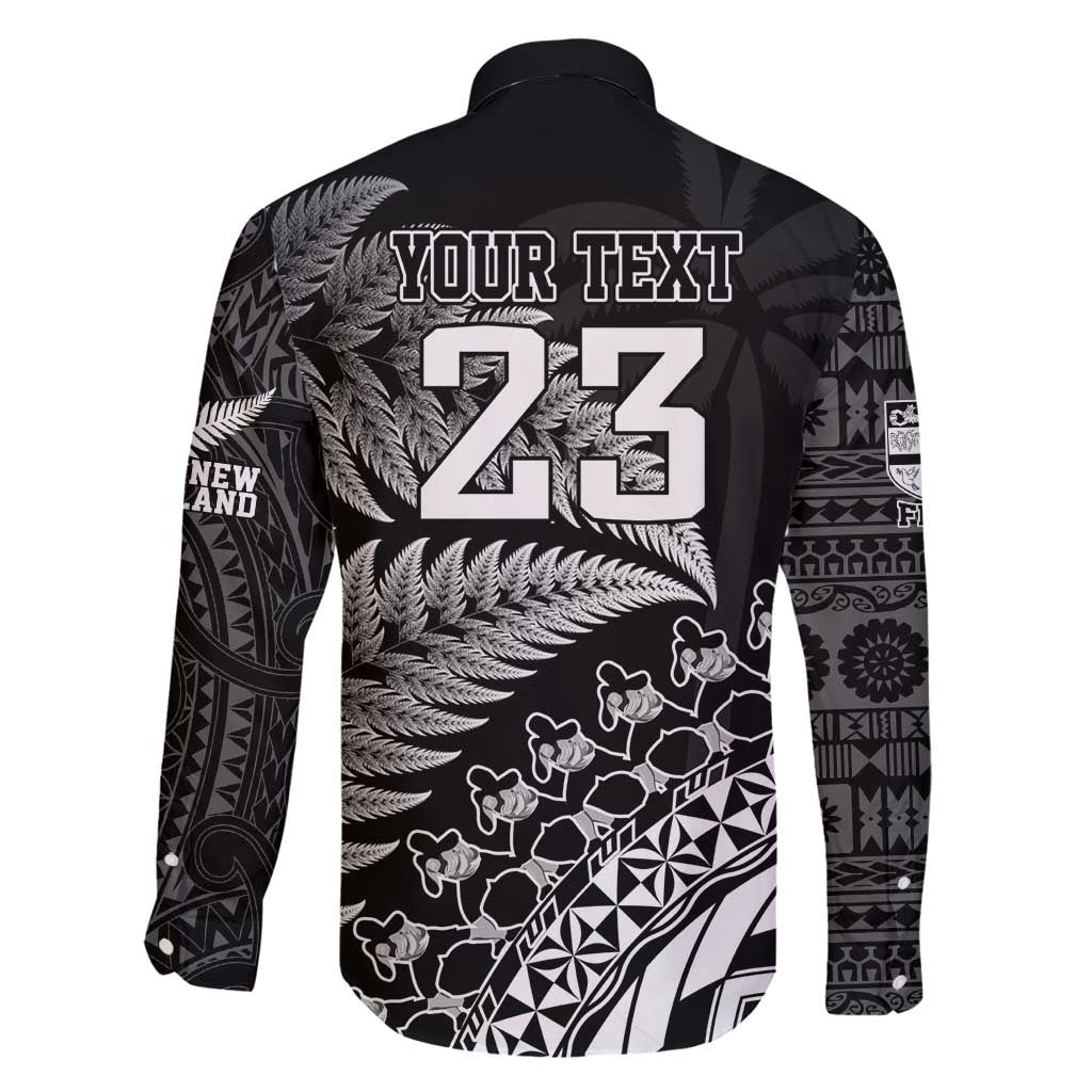 Custom Fiji New Zealand Rugby Family Matching Tank Maxi Dress and Hawaiian Shirt Cibi Dance with Black Fern LT9 - Polynesian Pride