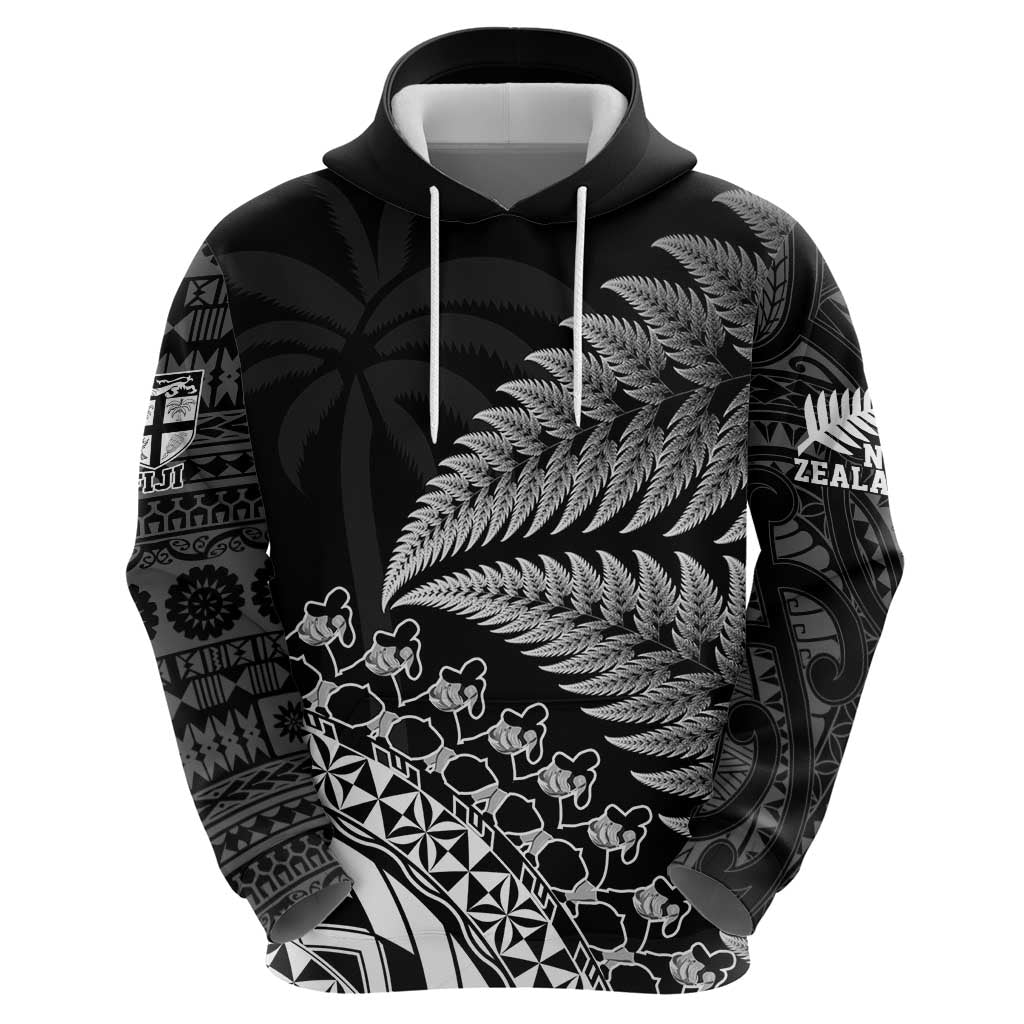 Custom Fiji New Zealand Rugby Hoodie Cibi Dance with Black Fern LT9 - Polynesian Pride