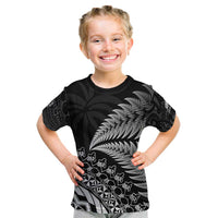 Custom Fiji New Zealand Rugby Kid T Shirt Cibi Dance with Black Fern LT9 Black - Polynesian Pride