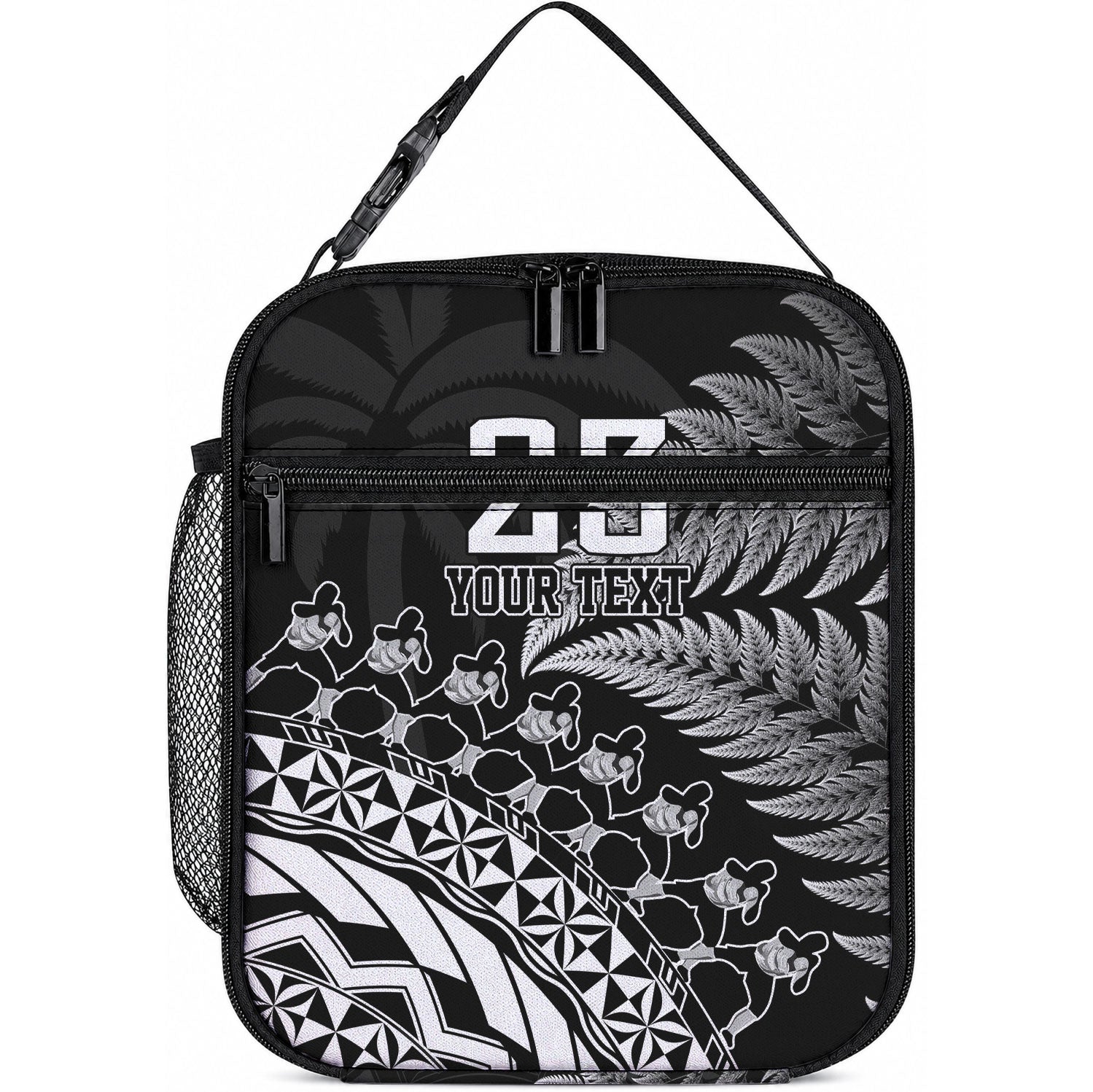 Custom Fiji New Zealand Maori Rugby Lunch Bag Cibi Dance with Black Fern LT9 10.2 × 8.3 × 4.3 inch Black - Polynesian Pride