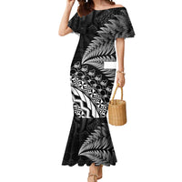 Custom Fiji New Zealand Rugby Mermaid Dress Cibi Dance with Black Fern LT9 Women Black - Polynesian Pride