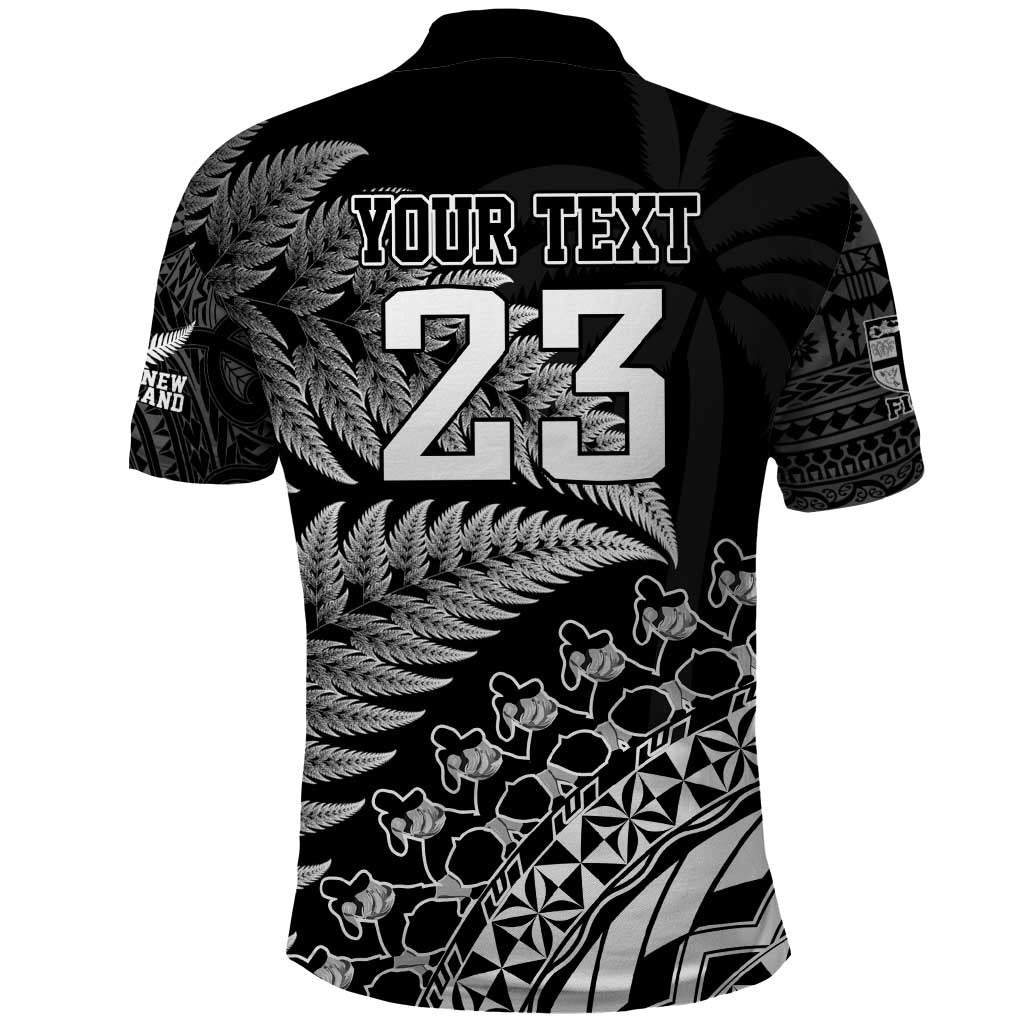 Custom Fiji New Zealand Rugby Polo Shirt Cibi Dance with Black Fern LT9 - Polynesian Pride