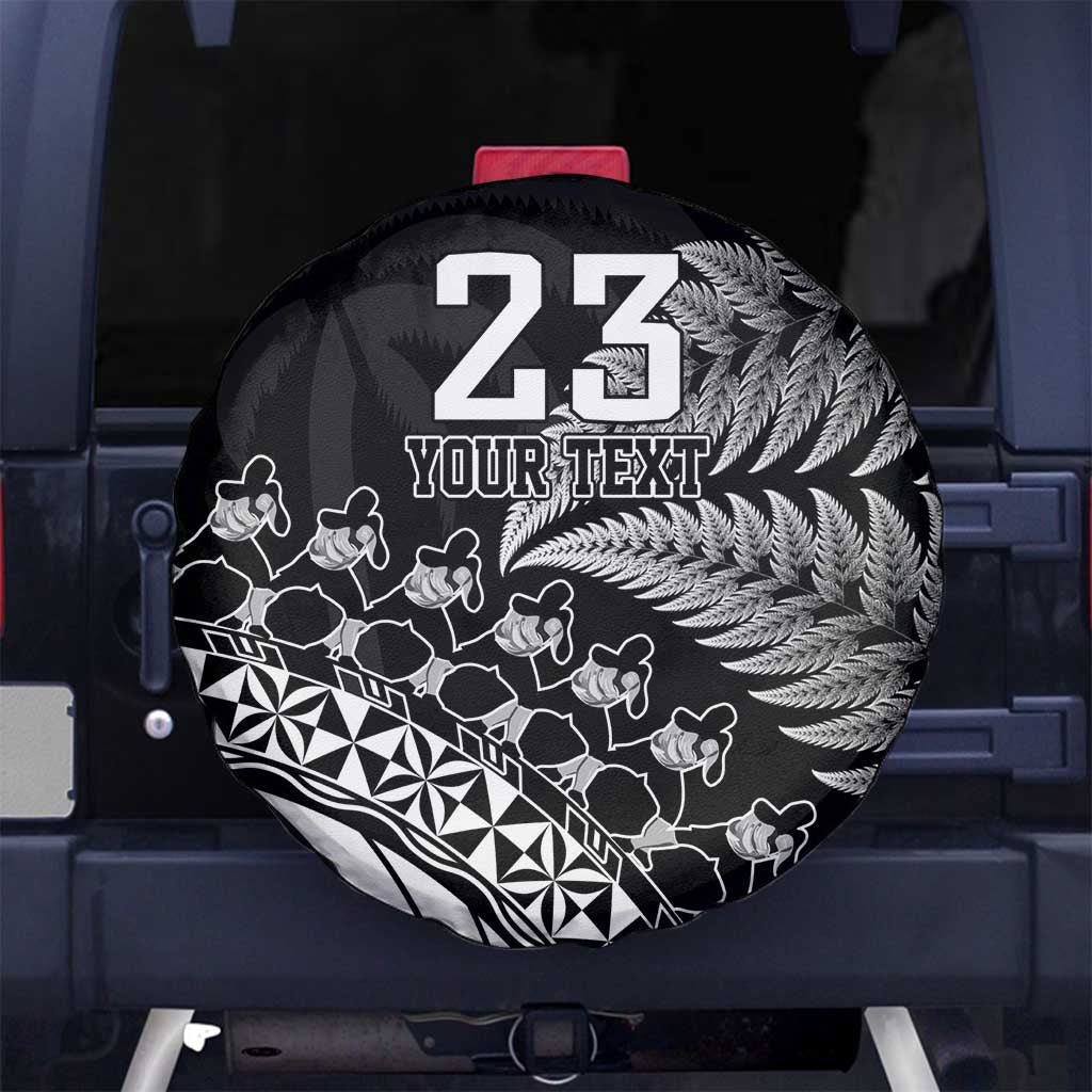 Custom Fiji New Zealand Rugby Spare Tire Cover Cibi Dance with Black Fern LT9 - Polynesian Pride