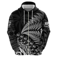Custom Fiji New Zealand Rugby Zip Hoodie Cibi Dance with Black Fern LT9 - Polynesian Pride