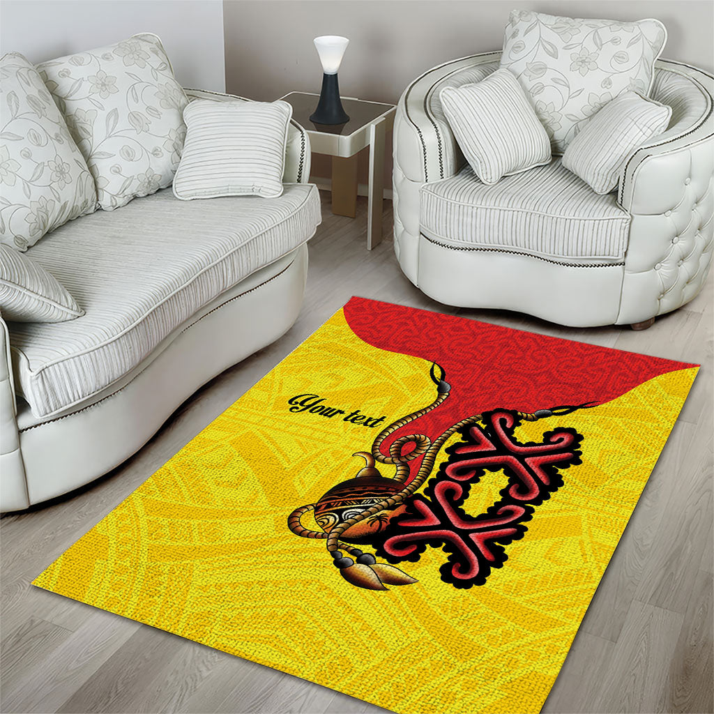 Personalised Papua New Guinea Oro Necklace Area Rug Gold Melanesia Traditional Pattern LT9 - Polynesian Pride